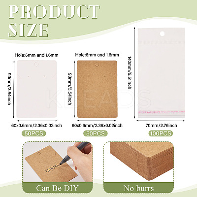 100Pcs 2 Colors Rectangle Paper One Pair Earring Display Cards with Hanging Hole CDIS-TA0001-41-1