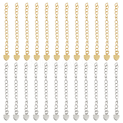 40Pcs 2 Colors Rack Plating Brass Curb Chain Extender KK-DC0004-27-1