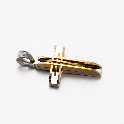 Men's Jewelry 201 Stainless Steel Cross Pendants X-STAS-F010-44G-1
