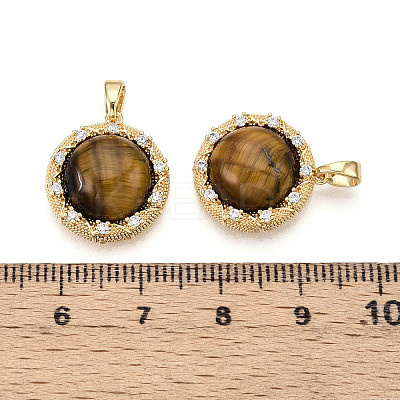 Natural Tiger Eye Pendants KK-N258-11G-1