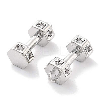 Brass Micro Pave Clear Cubic Zirconia Pendants KK-M102-46P-1