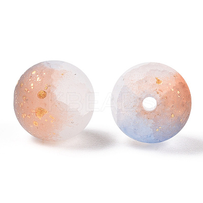 Frosted Baking Paint Crackle Glass Beads with Glitter Powder DGLA-T004-6mm-01B-1