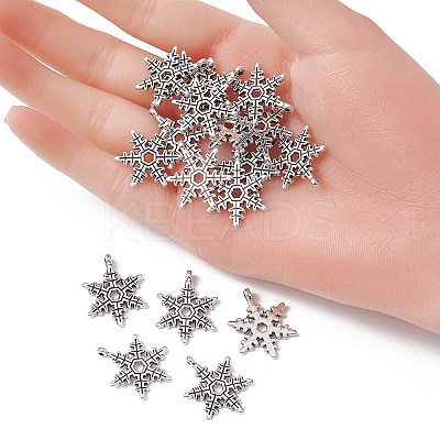 Christmas Snowflake Tibetan Style Alloy Pendants TIBEP-YW0001-58-1