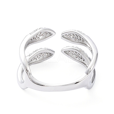 Clear Cubic Zirconia Snake Open Cuff Rings RJEW-G287-02P-1