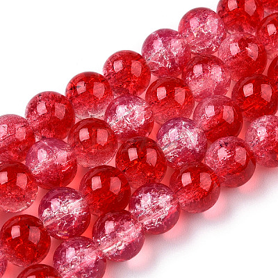 Transparent Crackle Baking Paint Glass Beads Strands X2-DGLA-T003-01A-08-1