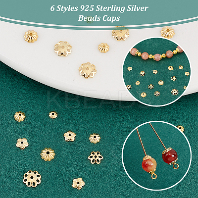 60Pcs 6 Styles 925 Sterling Silver Beads Caps STER-PH0001-76-1