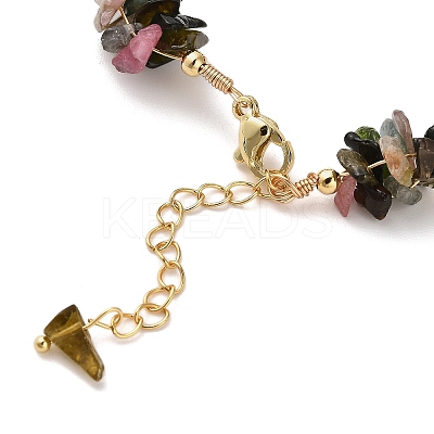 Natural Multicolor Tourmaline Chip Beaded Bracelets for Women BJEW-F478-01E-1