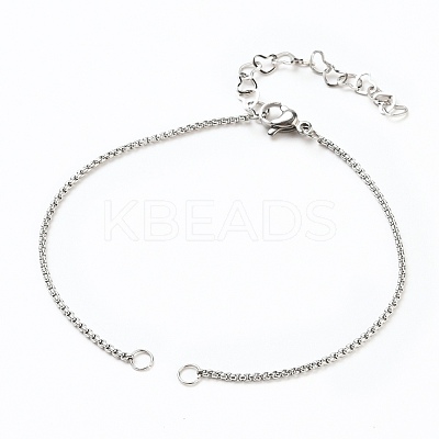 Tarnish Resistant 304 Stainless Steel Box Chains/Venice Chains Bracelets Making AJEW-JB00783-01-1