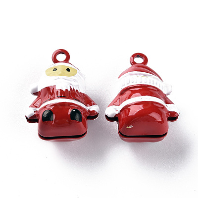 Christmas Baking Paint Brass Bell Pendants KKB-S002-002-1