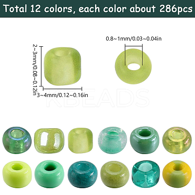 156g 12 Style Glass Seed Beads SEED-SC0001-32B-08-1