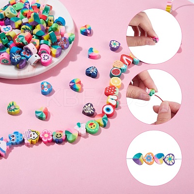 250Pcs 10 Style Handmade Polymer Clay Beads CLAY-SZ0001-53-1