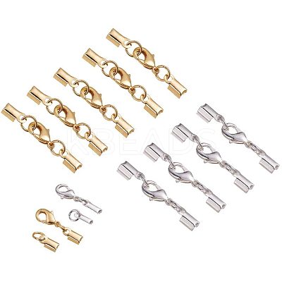 Rack Plating Brass Lobster Claw Clasps with Clip Ends KK-PH0035-34-WH-1