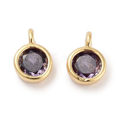 Brass Micro Pave Cubic Zirconia Charms KK-C051-38G-05-1