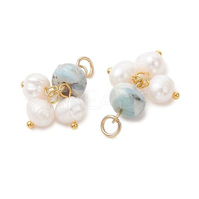 Natural Larimar & Natural Freshwater Pearl Pendants PALLOY-JF05887-1