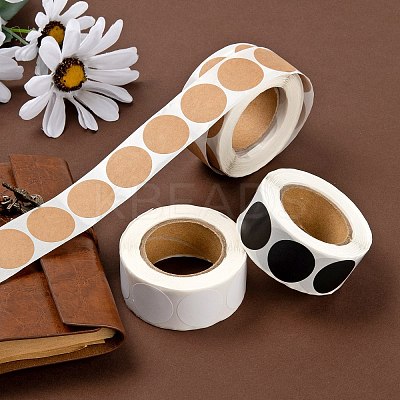 6 Rolls 3 Style Blank Self-Adhesive Kraft Paper Stickers DIY-LS0003-37-1