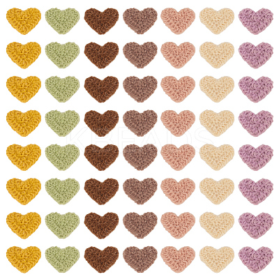 56Pcs 7 Colors Heart Polyester Embroidery Cloth Patches DIY-MA0006-84-1