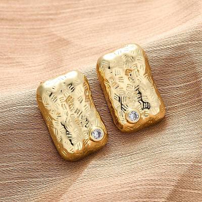 Rectangle Brass Micro Pave Cubic Zirconia Stud Earrings EJEW-R025-21G-1