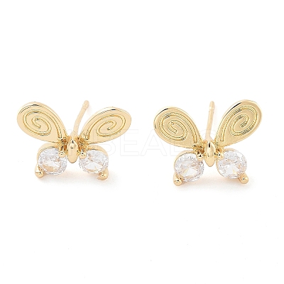 Butterfly Brass Stud Earrings EJEW-Q800-25KCG-1