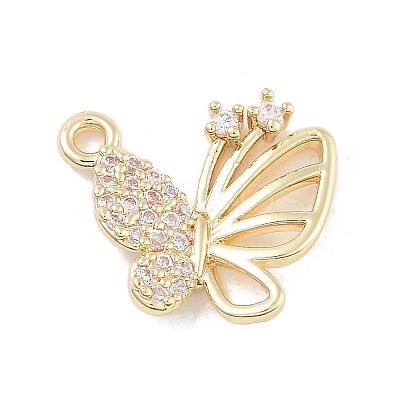 Brass Pave Clear Cubic Zirconia Pendants KK-Z061-08G-01-1
