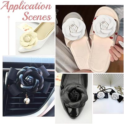 4Pcs 2 Colors PU Leather Artificial Flower Ornament Accesories FIND-CA0004-81-1