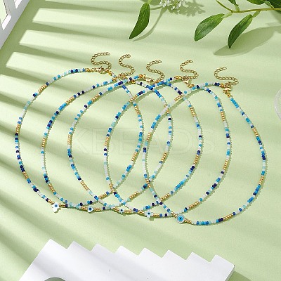 Glass Beaded Necklaces NJEW-JN04896-1