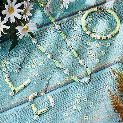 10 Strands Flat Round Handmade Polymer Clay Beads CLAY-PH0001-44L-1