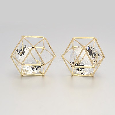 Brass Hollow Polygon Beads KK-M092-D-KCG-1