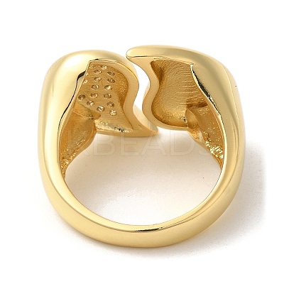 Brass Micro Pave Clear Cubic Zirconia Open Cuff Rings for Women RJEW-U008-03D-G-1