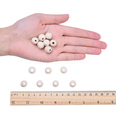 Natural Unfinished Wood Beads WOOD-R196-12mm-LF-1