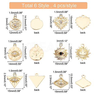24Pcs 6 Style Alloy Pendants FIND-BC0002-66-1