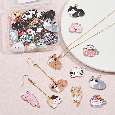 48PCS 24 Style Rack Plating Alloy Enamel Pendants ENAM-CA0001-57-1
