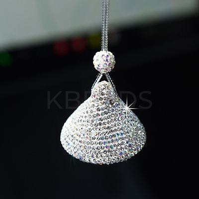 Full Rhinestone Mushroom Glass Perfume Bottles Air Freshener Diffuser Bottle Hanging Ornaments PW-WG8D50A-01-1