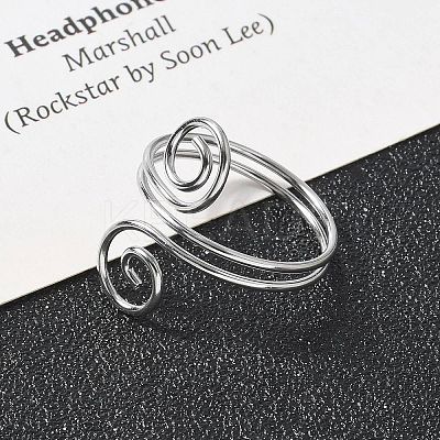 304 Stainless Steel Round Wrap Open Cuff Rings for Women Men LS-RJEW-Z071-02B-P-1