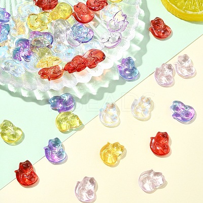 50Pcs 5 Colors Transparent Spray Painted Glass Pendants GLAA-YW0003-94-1