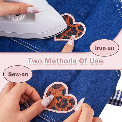 10Pcs 10 Styles Polyester Leopard Print Embroidery Cloth Iron on/Sew on Patches PATC-TA0001-59-1