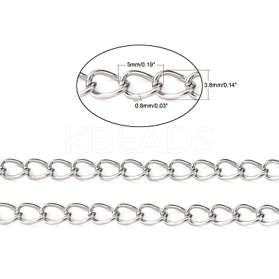 Non-Tarnish 3.28 Feet 304 Stainless Steel Curb Chains X-CHS-Q001-22-1