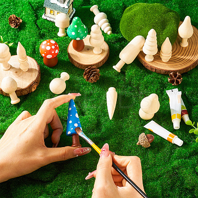 16Pcs 16 Styles Unfinished Wood Ornaments WOOD-TA0002-77-1