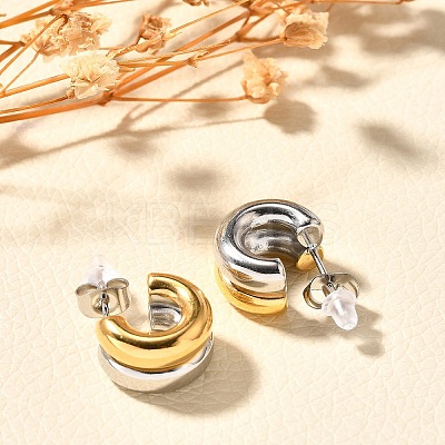 304 Stainless Steel Two Tone Stud Earrings EJEW-F355-05GP-05-1