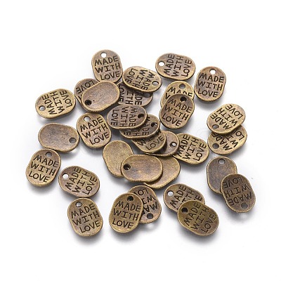 Tibetan Style Alloy Oval Charms TIBEP-Q035-08AB-NR-1
