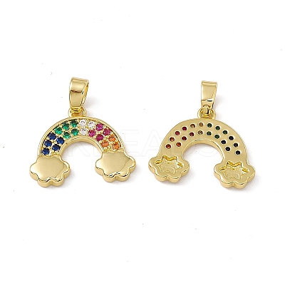 Brass Micro Pave Colorful Cubic Zirconia Pendants KK-E068-VC065-1