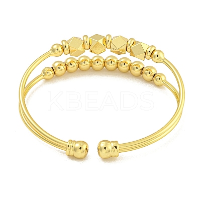 Rack Plating Brass Bangles Double Layer Cuff Bangles for Women BJEW-B106-08G-1