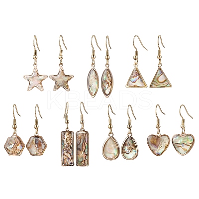 Natural Paua Shell Dangle Earrings EJEW-JE06274-1