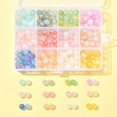 360Pcs 12 Colors Frosted Transparent Acrylic Beads OACR-FS0002-23-1