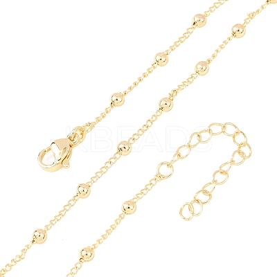 3MM Round Balll Brass Curb Chain Necklaces for Women NJEW-K271-09G-1