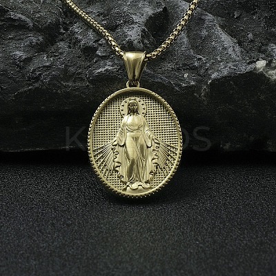 201 Stainless Steel Pendant Necklaces NJEW-C034-35G-1