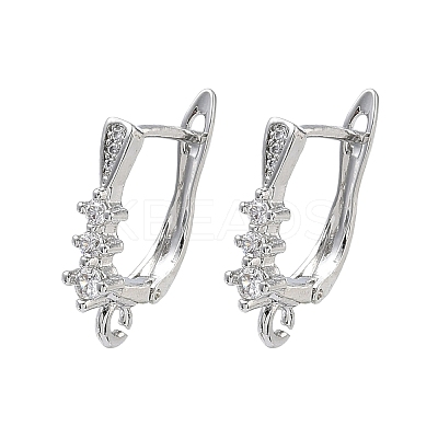 Brass Micro Pave Clear Cubic Zirconia Hoop Earring Findings KK-Z143-05P-1