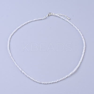 Natural Rainbow Moonstone Beaded Necklaces NJEW-K114-A-A11-1