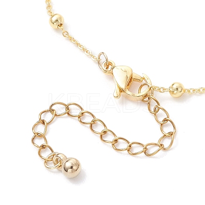 Brass & Glass Beaded Flower Link Chains Anklets AJEW-AN00730-1