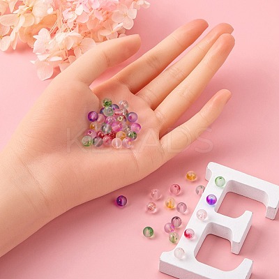 360Pcs 8 Colors Frosted Spray Painted Glass Beads GLAA-YW0001-40-1