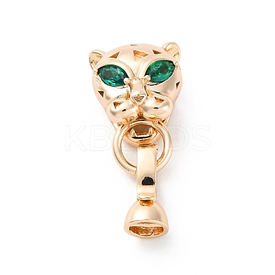 Brass Green Glass Peg Bails KK-D360-26G-1